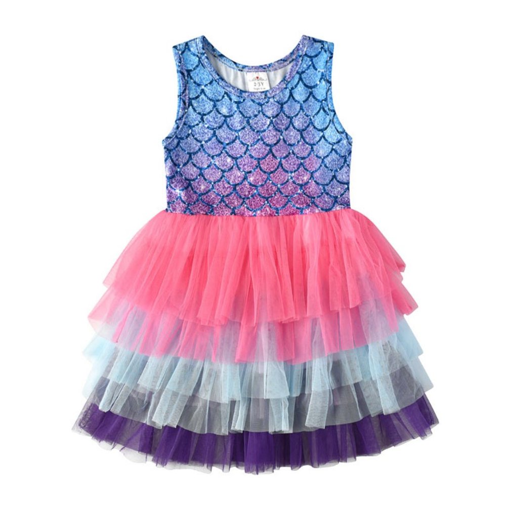 Mermaid Girls Purple Pink Tutu Dress